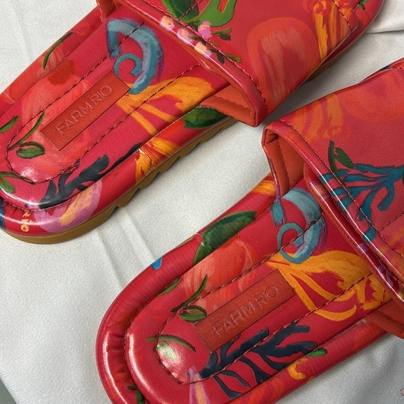 Farm Rio 100 % vegan  leather fruits puffy velcro slide sandal size 8 - Picture 7 of 15